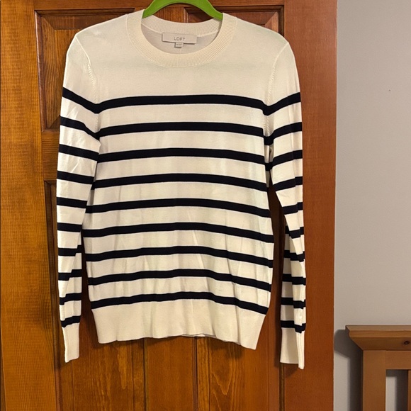 LOFT Sweaters - LOFT Cream and Black Striped PulloverSIZE MEDIUM